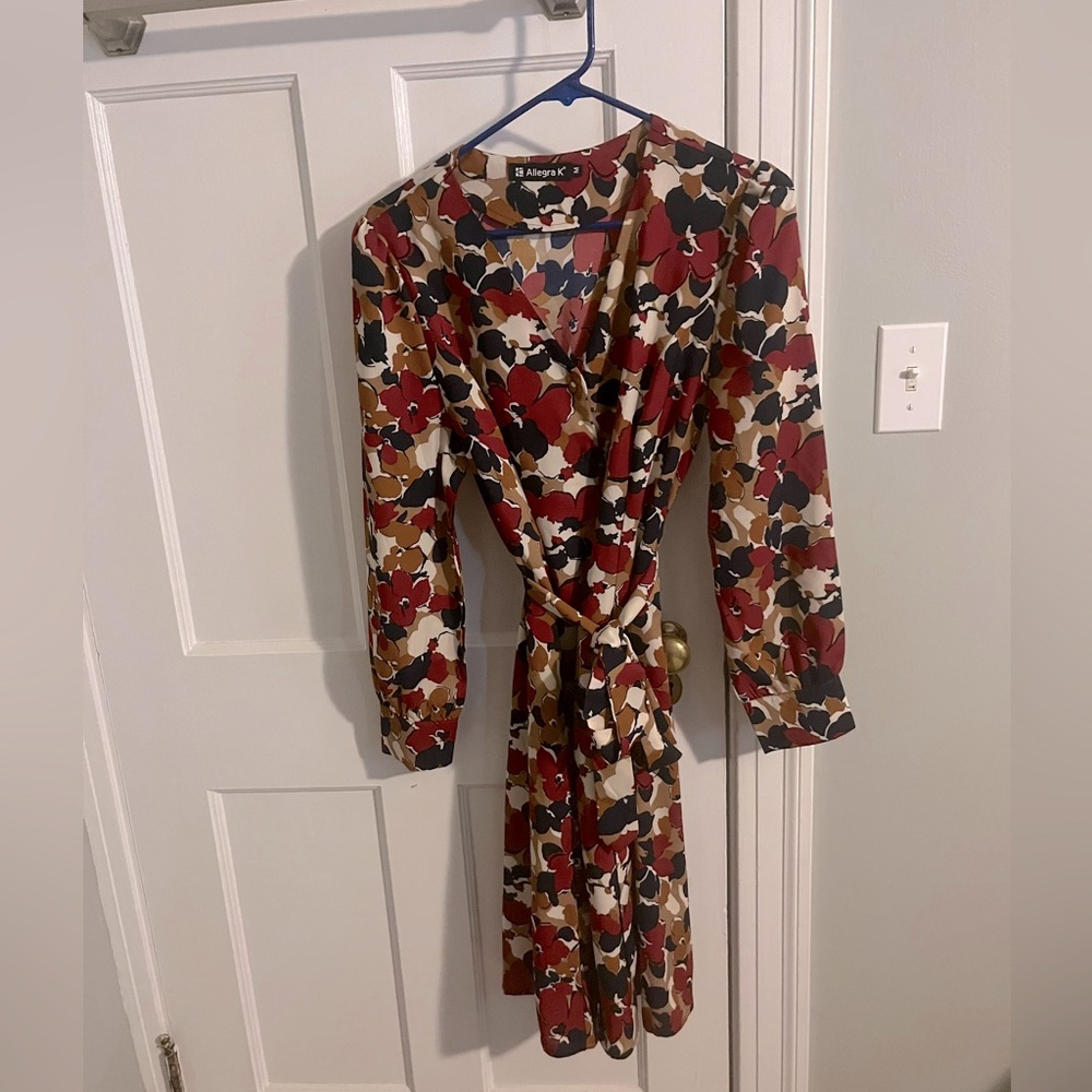 Allegra K fall colors button up dress